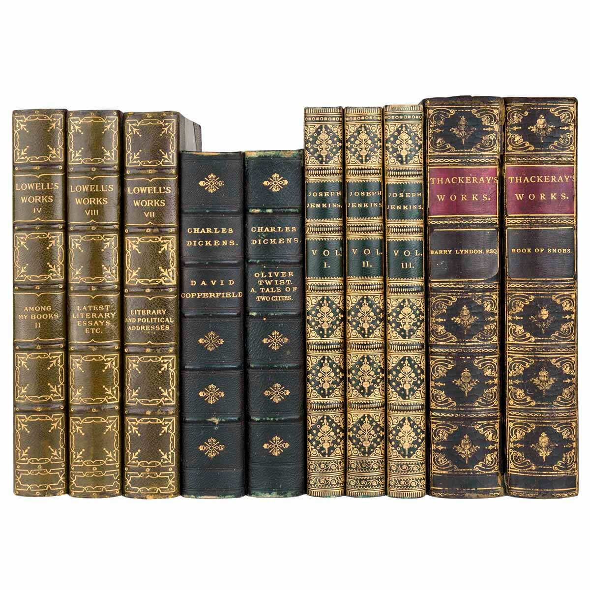 Our carefully curated linear foot collections of high-quality books offer a diverse range of literature, history, philosophy, and the arts, meticulously selected to enrich any interior. With publication dates spanning from 1800 to 1920, each book in our collection is a stunning testament to a bygone era, showcasing unparalleled craftsmanship and an abundance of character.