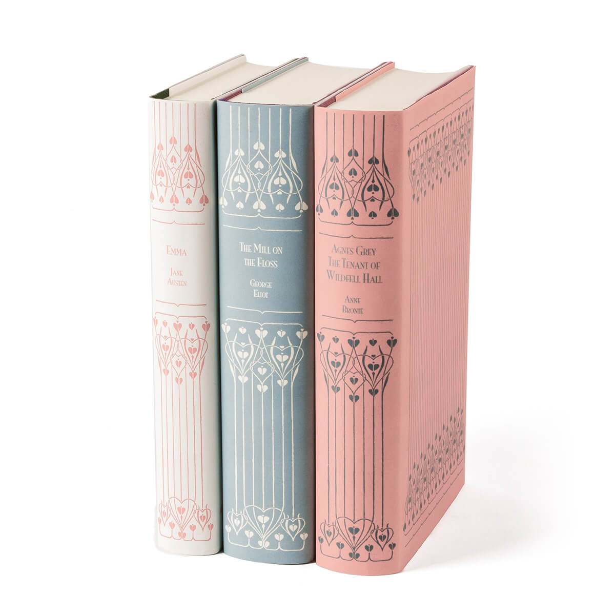 Each book included is a clothbound Everyman's Library edition, wrapped in custom-printed jackets inspired by the look of Victorian bindings. Choose from sets of three in the curated colorways Vintage Rose, London Fog, and Midnight Navy, or purchase the complete set of all nine!