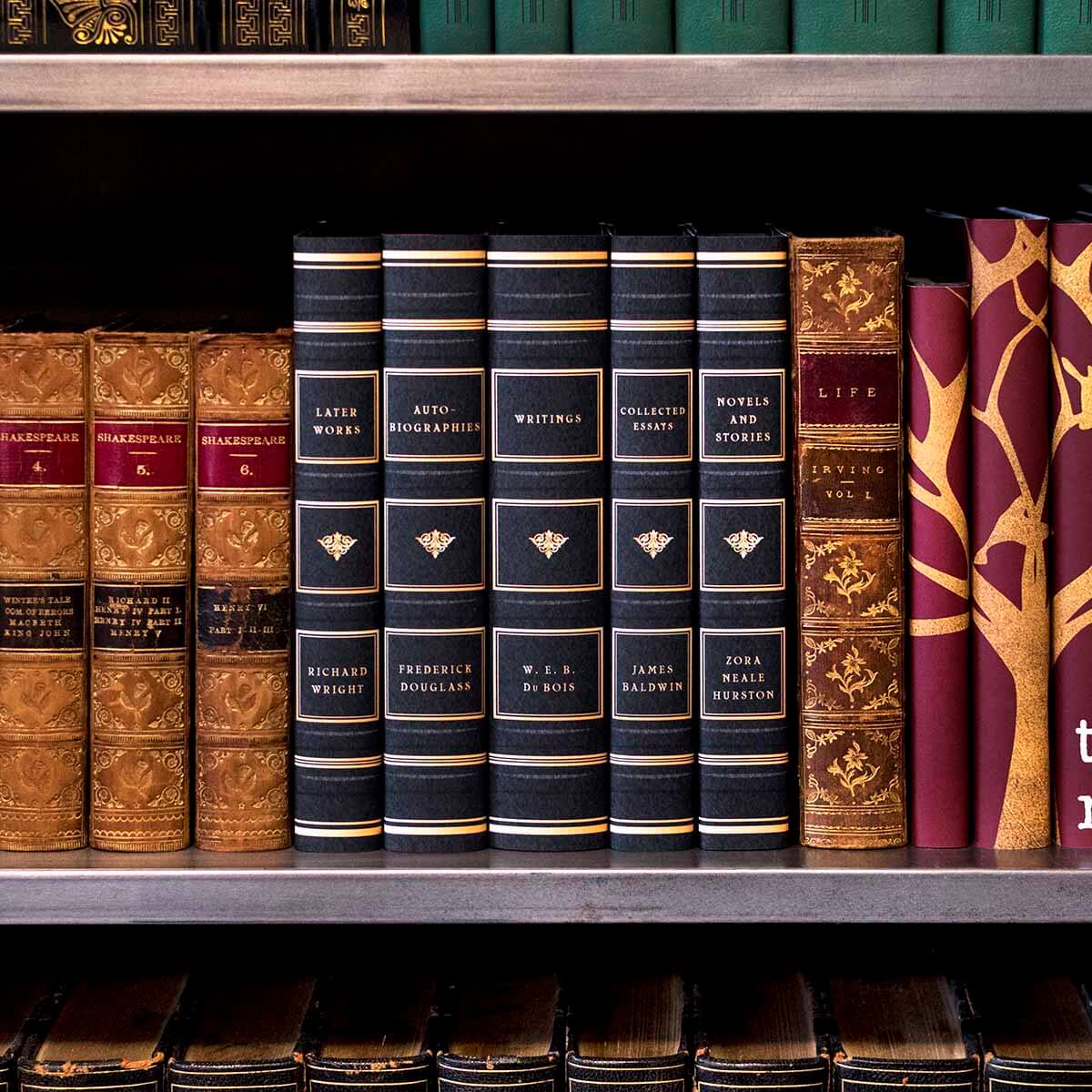 African American Literary Classics, Custom Book Set to enhance your collection! Makes a beautiful gift for fans of african american classic literature and a gorgeous piece on your shelves! Order from JuniperCustom today.