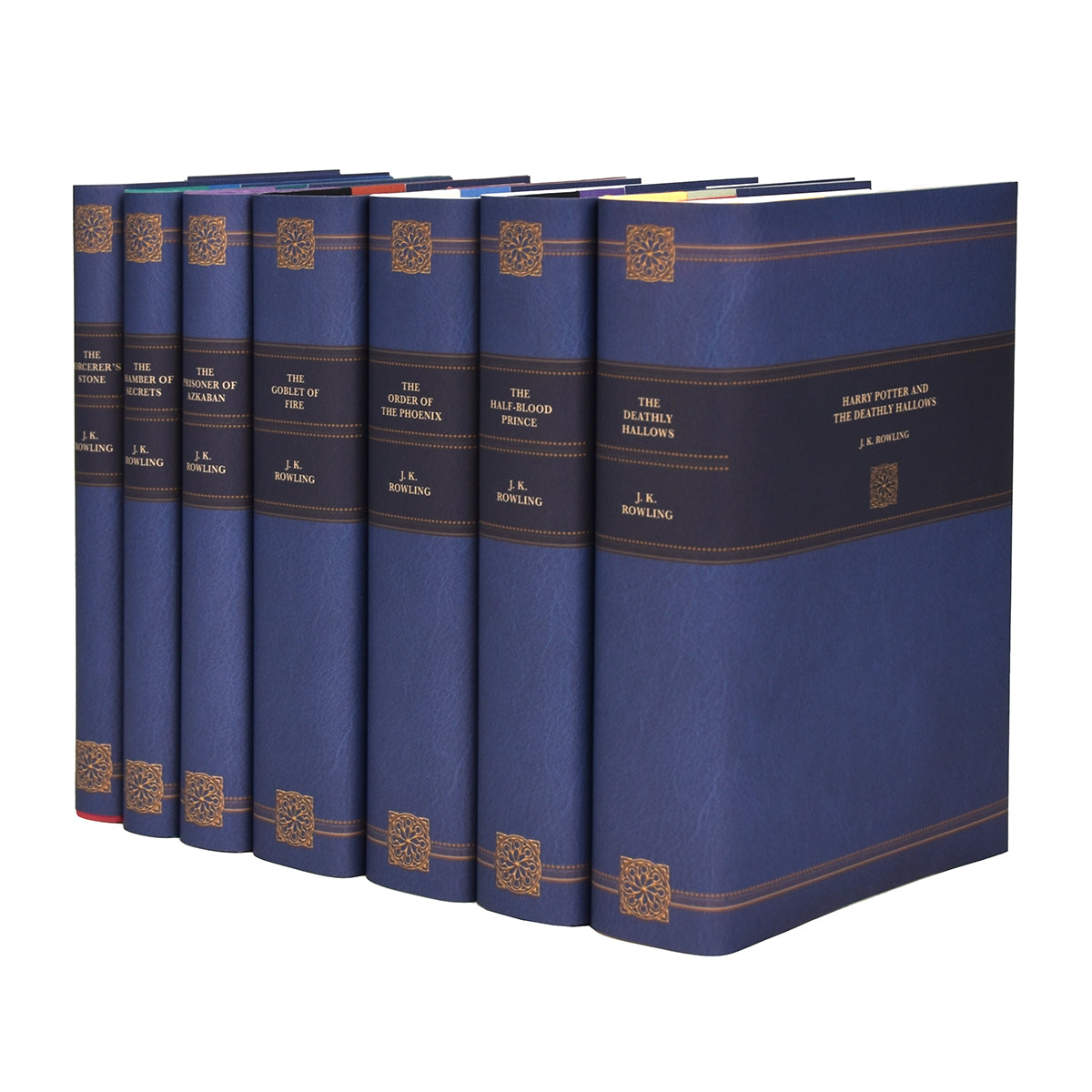 Show off your love of Harry Potter with our made-to-order (MTO) 'Leather-Look' Book Sets.  This page includes your choice of either the US edition hardcover books 1-7 published by Scholastic or the UK edition books published by Bloomsbury. The UK editions are sourced from the publisher in England and feature the original unadapted texts!