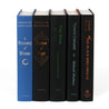 Unjacketed spines of books in the All Souls series. Book spines feature publisher name, book title, and author name.