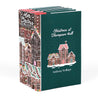 Angle photo of the Christmas Classic Set from Juniper Books. Covers feature three gingerbread houses in the snow with book title and author name.