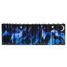 Spines of The Sarah J Maas Universe Starlight Limited Edition Book Set by Sarah J Maas from Juniper Books, with a connected monochromatic blue illustration of a stag, mountains, and a wolf on a deep blue-black starry night sky background accented with silver foil stars, moon, and book titles.
