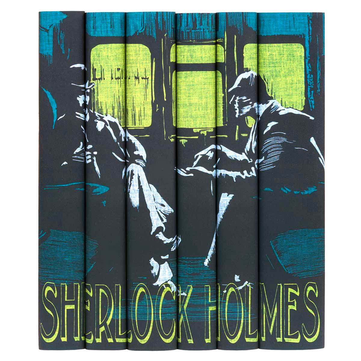 Discover the allure for yourself with this made-to-order (MTO) set of 6 beautifully bound, pocket-sized Holmes books published by Collector’s Library. They come wrapped in custom-printed Juniper Books jackets featuring an illustration of Holmes and his partner, Watson.