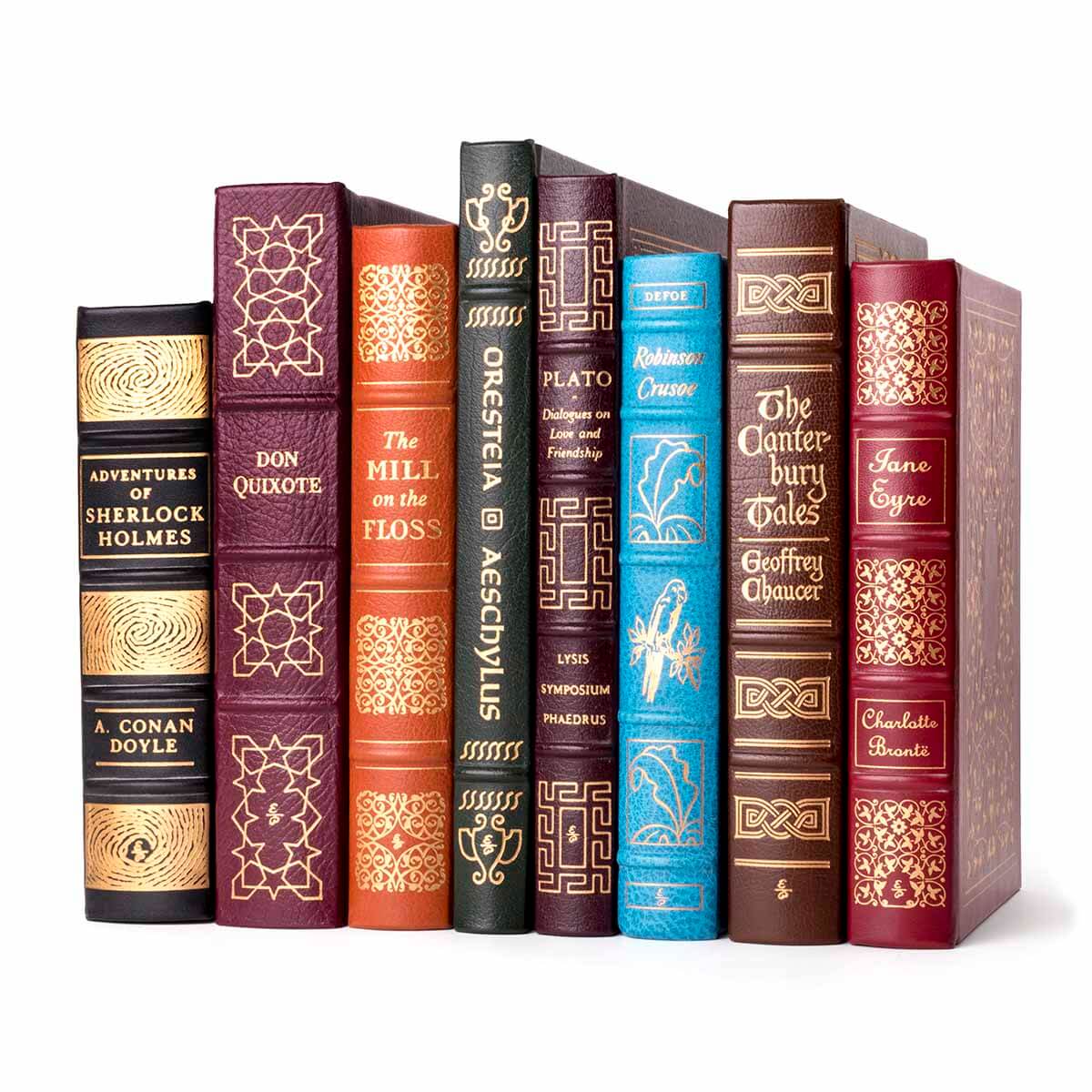 Upgrade your literary collection with Easton Press and The Franklin Library's luxurious leather-bound editions. These classics feature elaborate gilt-decorated bindings, gilded page edges, silk moire endpapers, and a silk page ribbon, making them a stunning addition to any collection.
