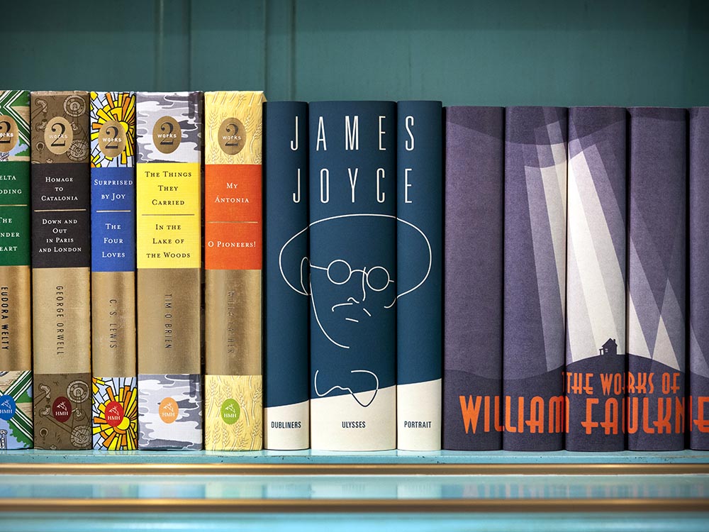 James Joyce and William Faulkner custom book sets with juniper custom favorite authors