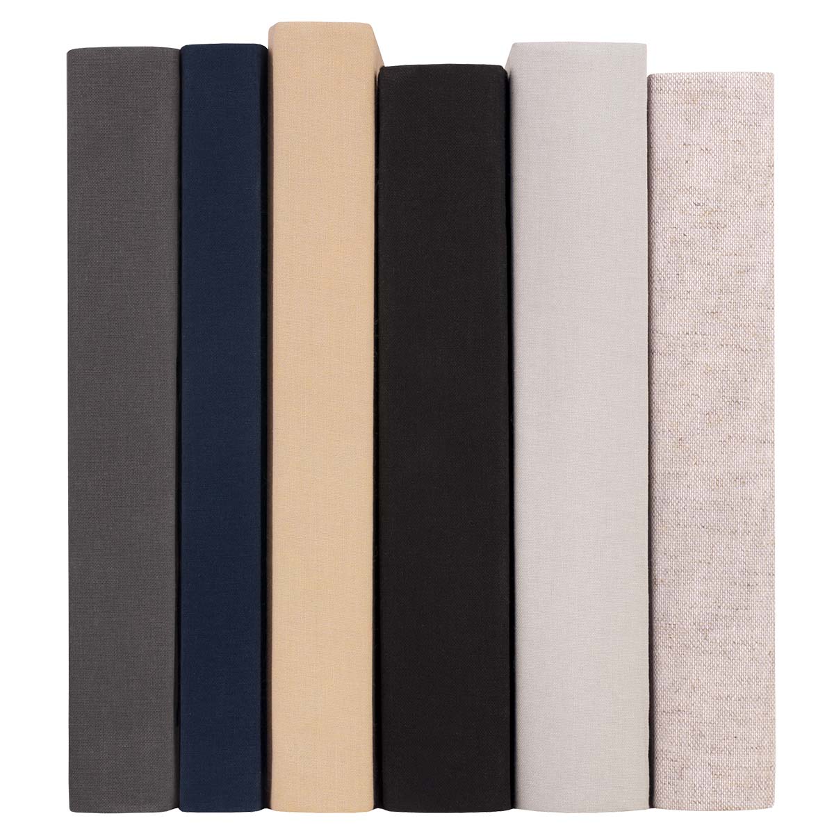 Add a touch of subtle sophistication to any shelf. Juniper Custom's fabric-wrapped books effortlessly add warmth, texture, and a purposefully uniform look to any space. They are hand-wrapped in premium bookbinding fabric and available in various classic, neutral shades.