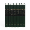 Unjacketed Everyman's Library books in the Jane Austen Delicious Solitude set with green fabric spines.